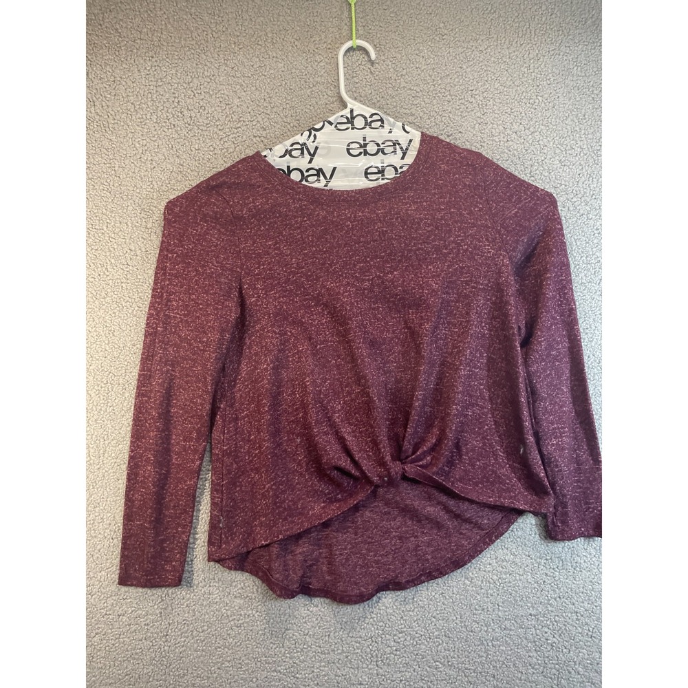 SO Shirt Women's Size Large Red Heritage Knotted Hem Long Sleeve Casual